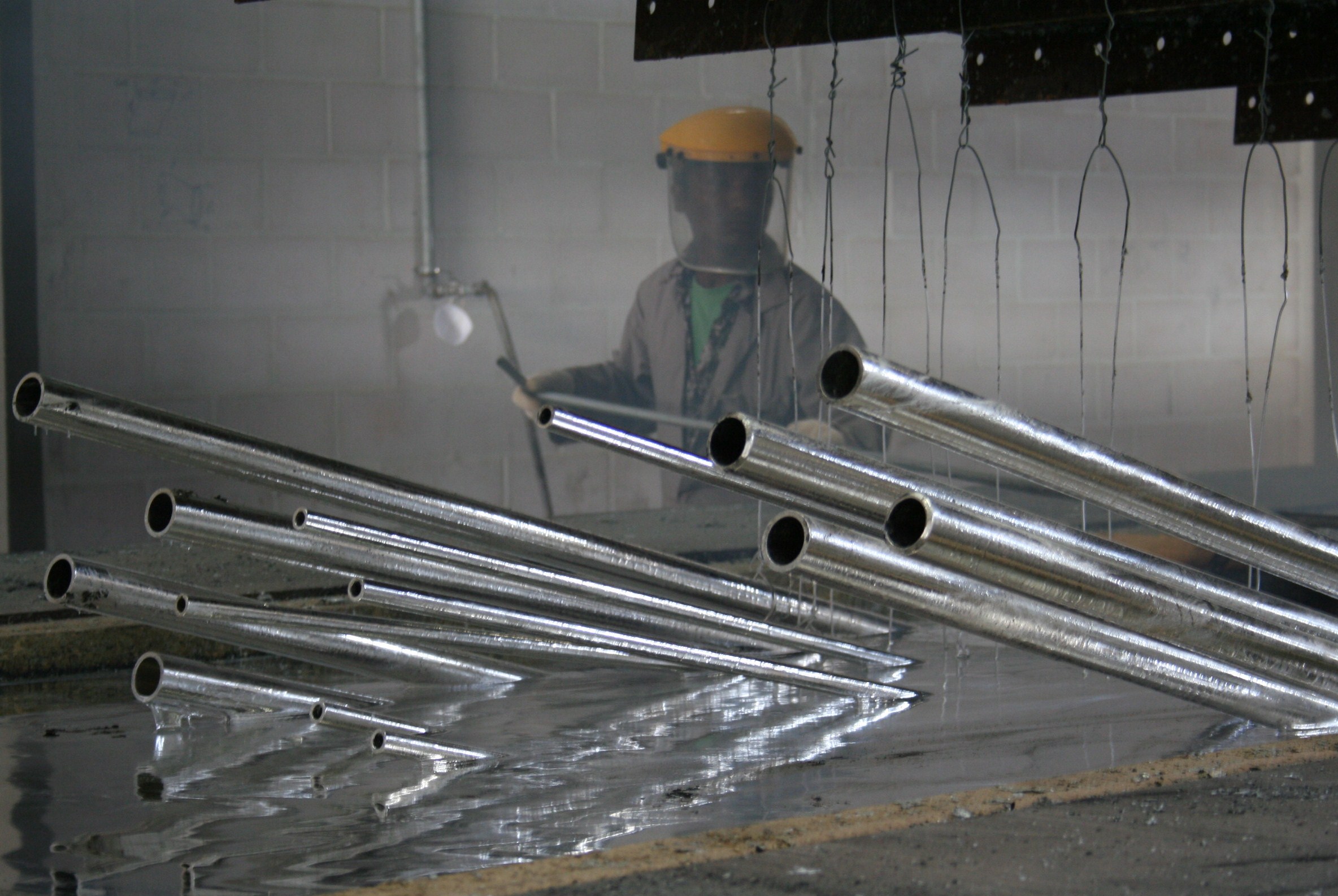 Close view of the crystalline surface of hot-dip galvanized steel